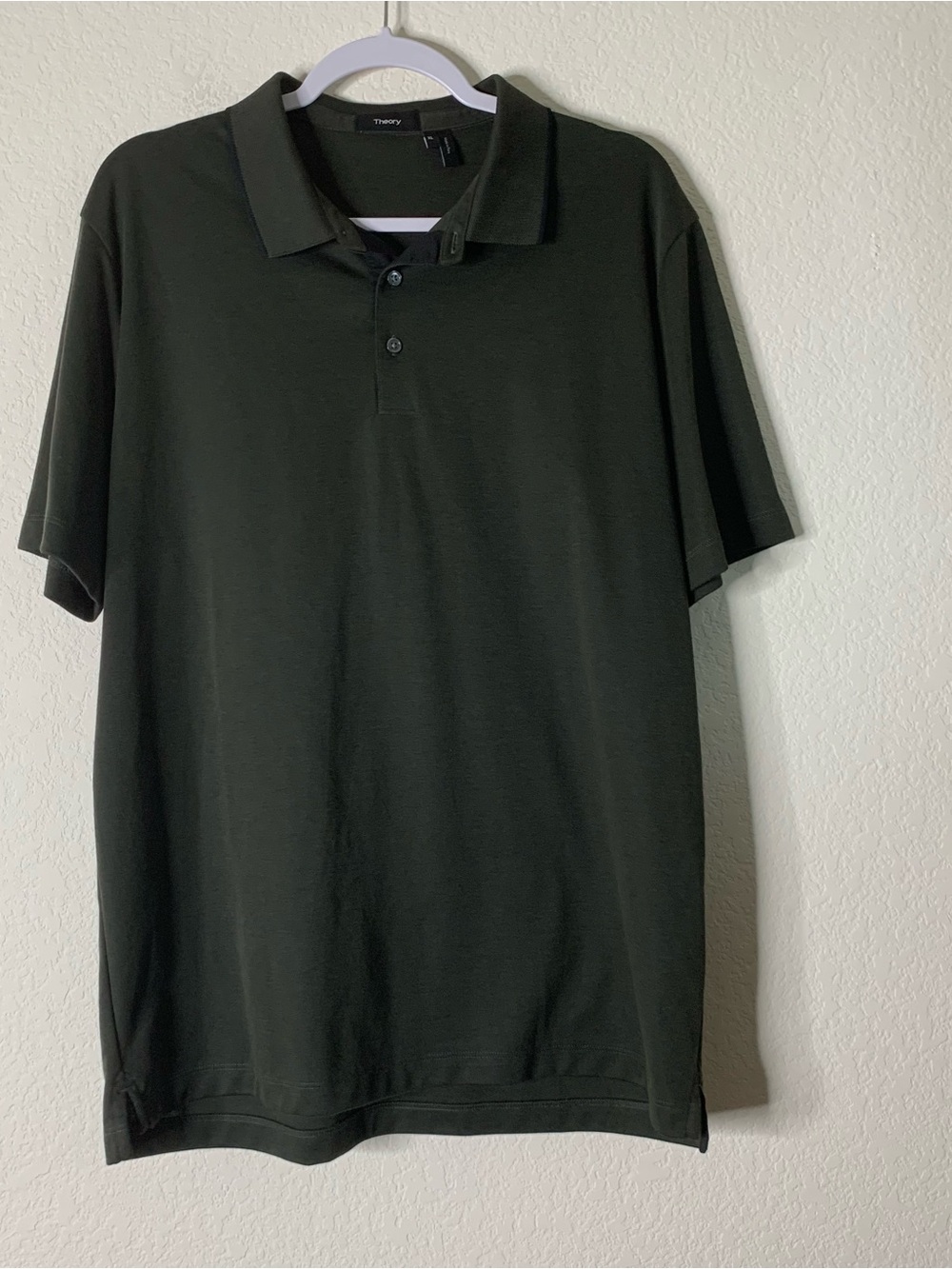 Theory Mens green button polo SS Shirt urban pique XL